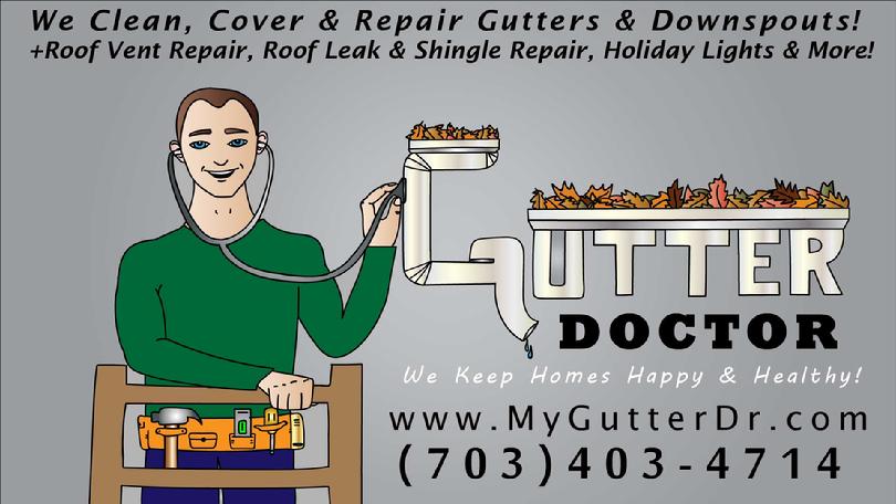 Dirty or Clogged Gutters & Downspouts? Call Gutter Doctor of Northern Virginia @ 703-403-4714